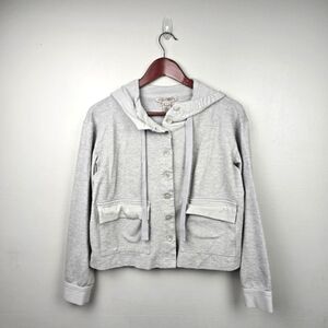 SHARON YOUNG Lightweight Button Down Jacket Cropped Gray Womens Size‎ S